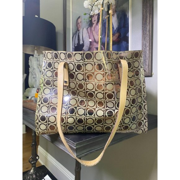 Salvatore Ferragamo Handbags - (Sold) Ferragamo PVC Plastic Logo Beach Tote Bag